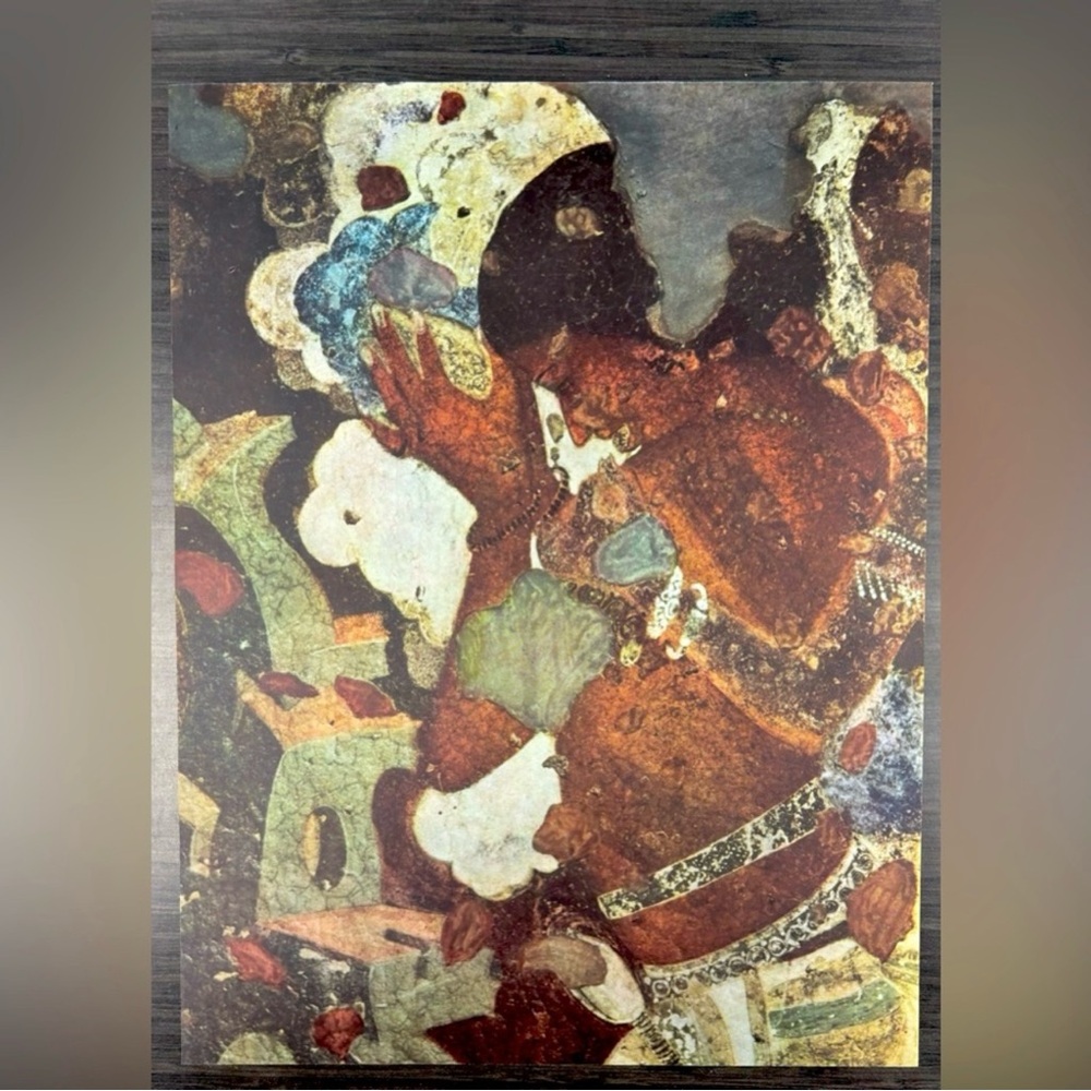 Apsaras celestial nymph Original Antique Vintage Fine Art INDIA Print Ajanta LRG